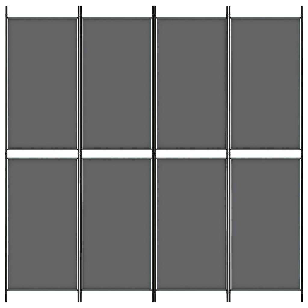 Paravan 4-delni antracitna 200x200 cm blago