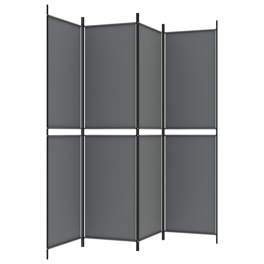 Paravan 4-delni antracitna 200x200 cm blago