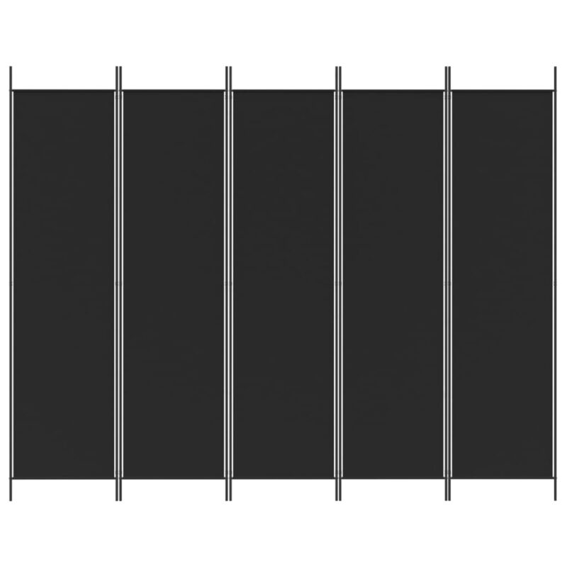 Paravan 5-delni 250x200 cm črno blago