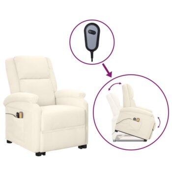 Električni masažni stol s funkcijo vstajanja krem umetno usnje
