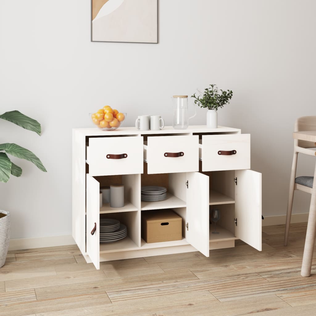 Komoda bela 100x40x75 cm trdna borovina