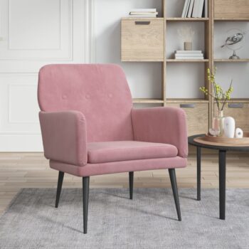 Fotelj roza 62x79x79 cm žamet