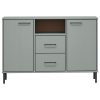 Komoda s kovinskimi nogami siva 113x40x77 cm trden les OSLO