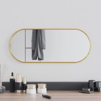 Stensko ogledalo zlate 60x25 cm ovalno