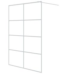 Pregrada za tuš bela 140x195 cm prozorno ESG steklo