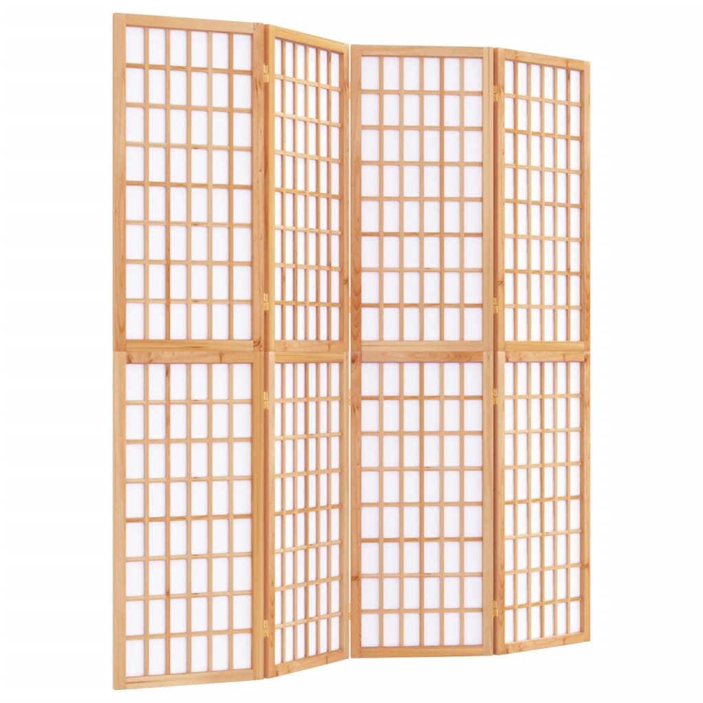 Zložljiv 4-delni paravan japonski stil 160x170 cm bele barve