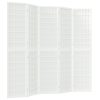 Zložljiv 5-delni paravan japonski stil 200x170 cm bele barve