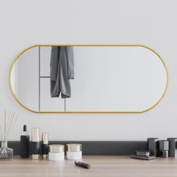 Stensko ogledalo zlato 70x30 cm ovalno