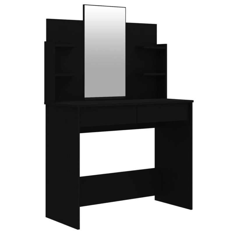 Toaletna mizica z ogledalom črna 96x40x142 cm