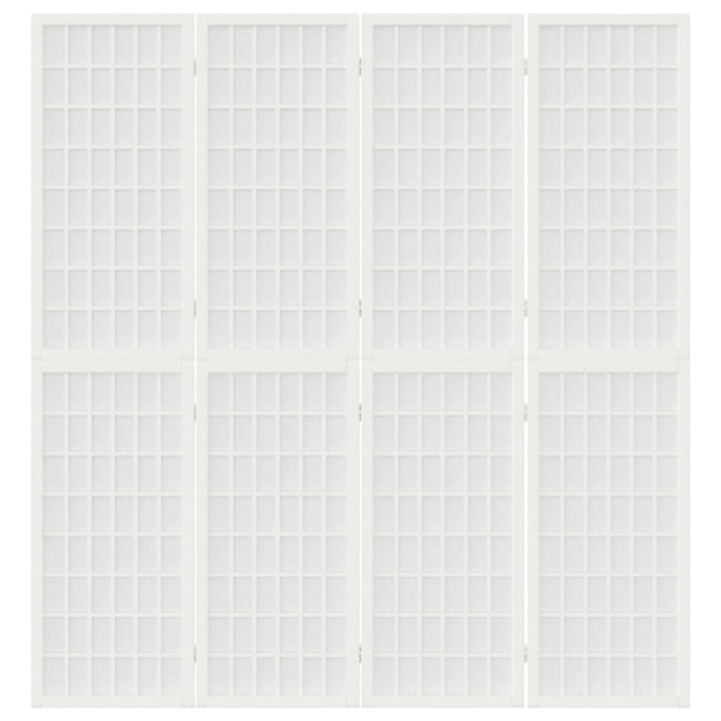 Zložljiv 4-delni paravan japonski stil 160x170 cm bele barve