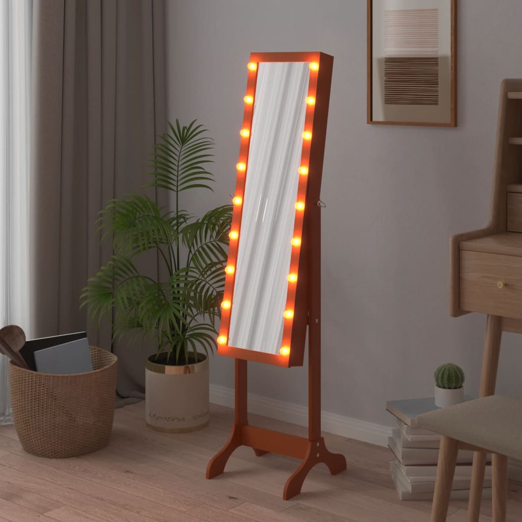 Prostostoječe ogledalo z LED lučkami 34x37x146 cm