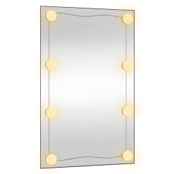 Stensko ogledalo z LED lučmi 50x80 cm stekleno pravokotno