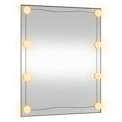 Stensko ogledalo z LED lučmi 50x60 cm stekleno pravokotno