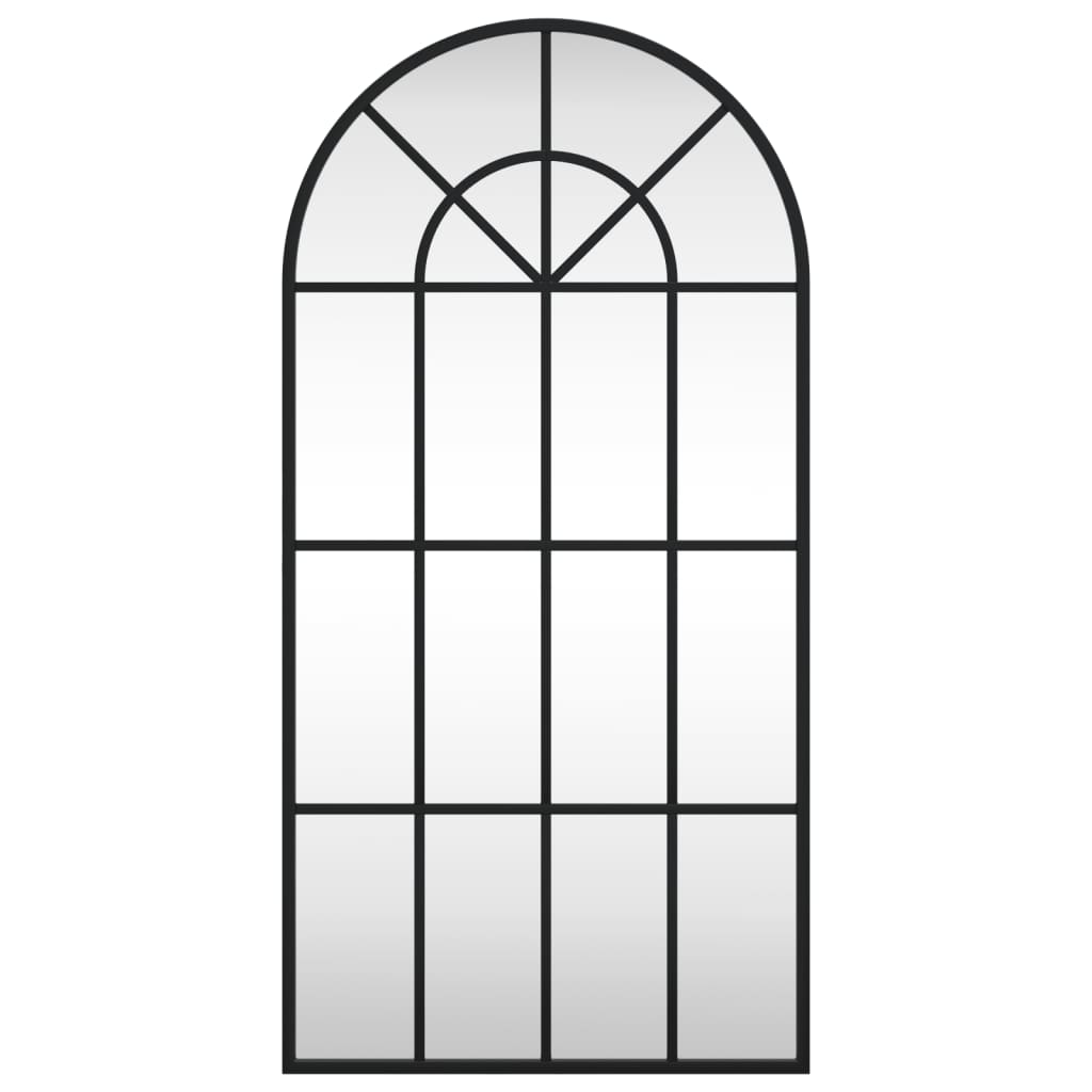 Stensko ogledalo črno 40x80 cm obokano železo