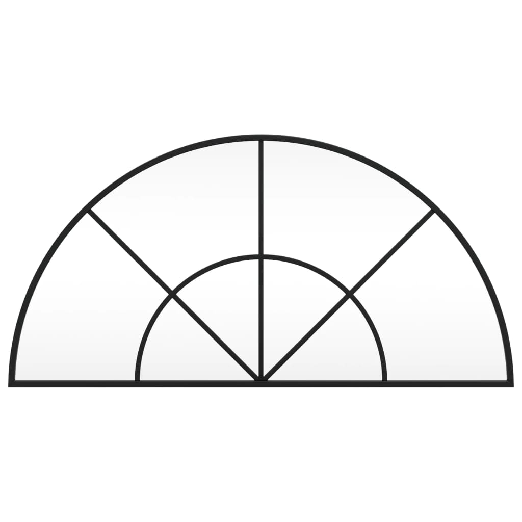 Stensko ogledalo črno 80x40 cm obokano železo