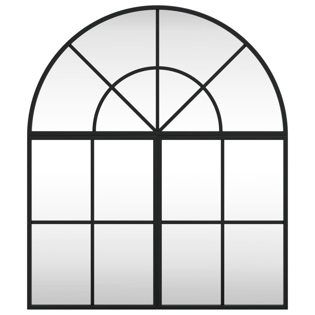 Stensko ogledalo črno 60x70 cm obokano železo