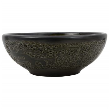 Nadpultni umivalnik črn okrogel Φ41x14 cm keramika