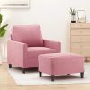 Fotelj s stolčkom za noge roza 60 cm žamet