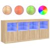 Komoda z LED lučkami sonoma hrast 163x37x67 cm