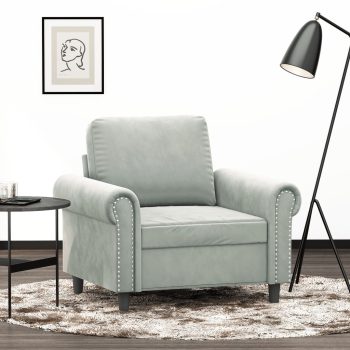 Fotelj svetlo siv 60 cm žamet