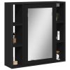 Kopalniška omarica z ogledalom črna 60x16x60 cm