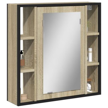 Kopalniška omarica z ogledalom sonoma hrast 60x16x60 cm