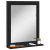 Kopalniško ogledalo s polico črno 50x12x60 cm inženirski les
