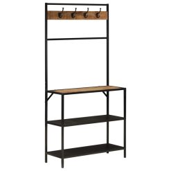 Stojalo za plašče 90x35x180 cm trden mangov les in železo