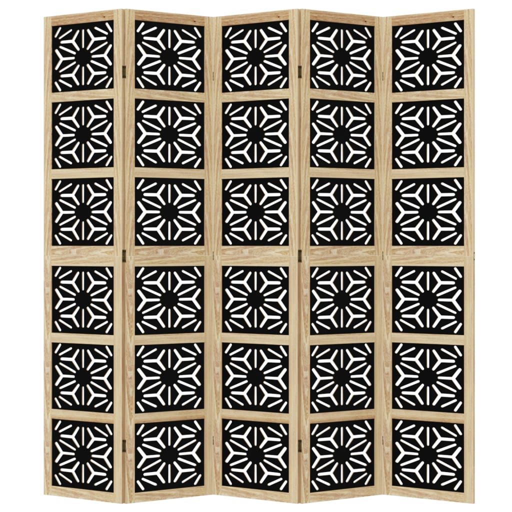 Paravan 5-delni rjav in črn trden les pavlovnije