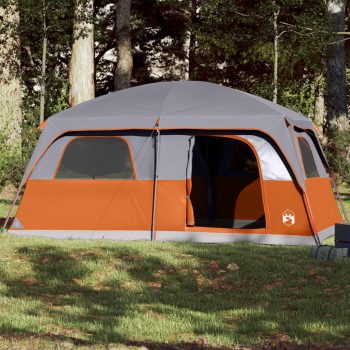 Družinski šotor za 10 oseb siv in oranžen