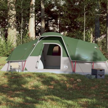 Družinski šotor za 11 oseb zelen vodoodporen