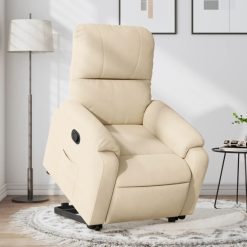 Naslanjač s funkcijo vstajanja krem blago iz mikrovlaken