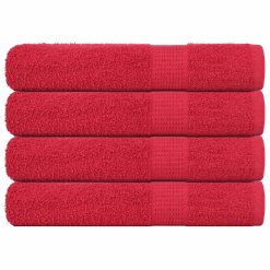 Brisače 4 kos rdeča 100x200 cm 360 g/m² 100% bombaž