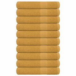 Brisače za savno 10 kos zlata 80x200 cm 360 g/m² 100% bombaž