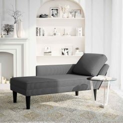 Chaise Lounge z blazino Temno siva Corduroy tkanina