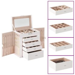 Jewellery Box 5-Layer z ogledalom zaklenljiv Bela