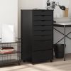 Rolling Cabinet s predali MOSS Black Masivni les borovega lesa