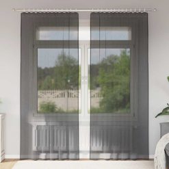 Voile zavese z rod žepi 2 kosa črna