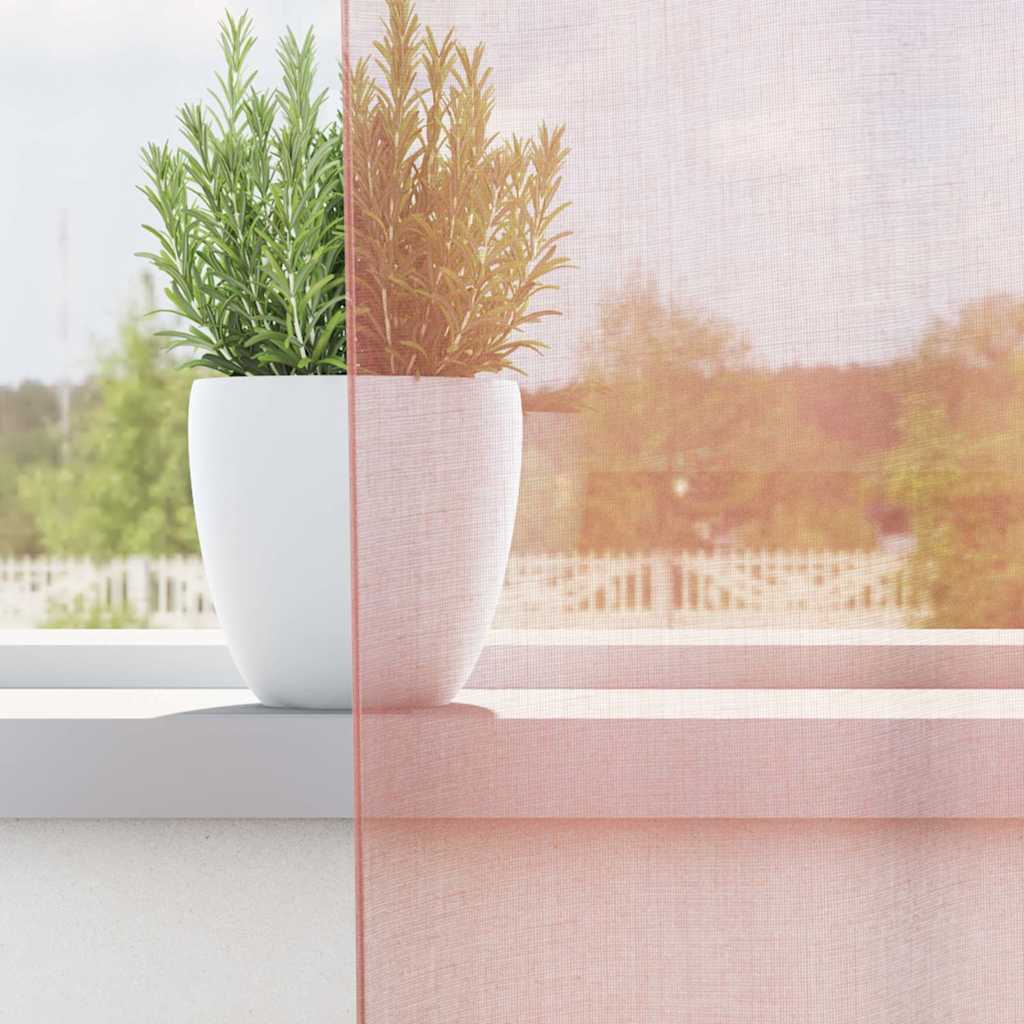 Voile zavese z rod žepi 2 kosa roza