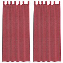 Voile zavese z rod žepi 2 kosa vinsko rdeča