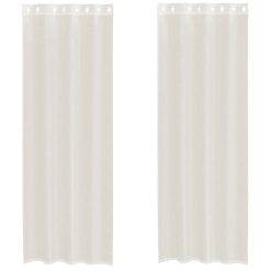 Voile zavese z vponkami 2 kosa kremna 140x260 cm