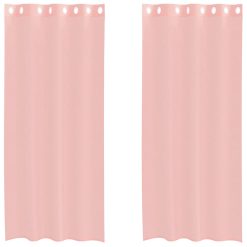 Voile zavese z vponkami 2 kosa roza 140x245 cm