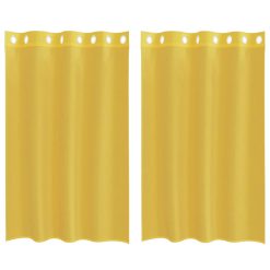 Voile zavese z vponkami 2 kosa rumena