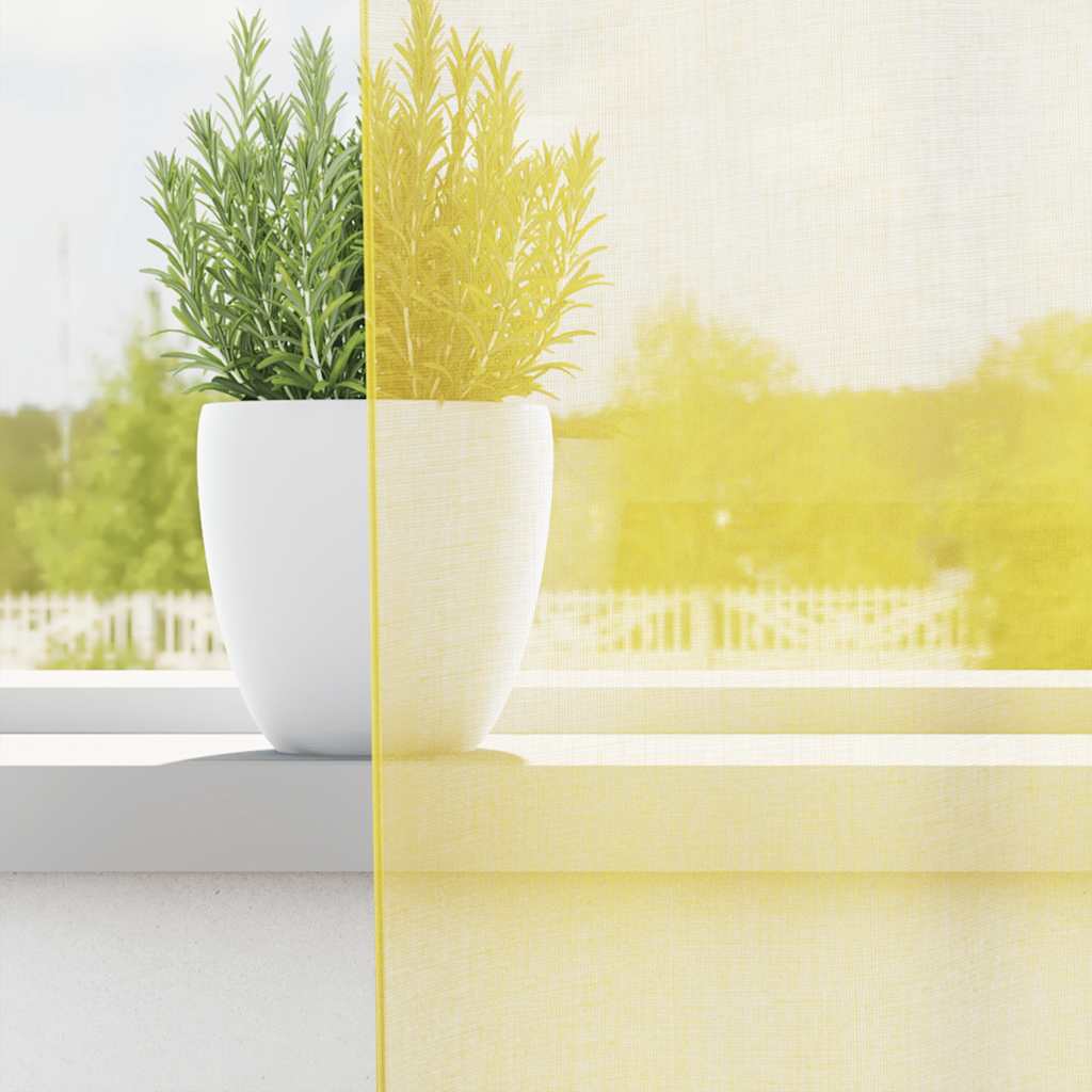 Voile zavese z vponkami 2 kosa rumena