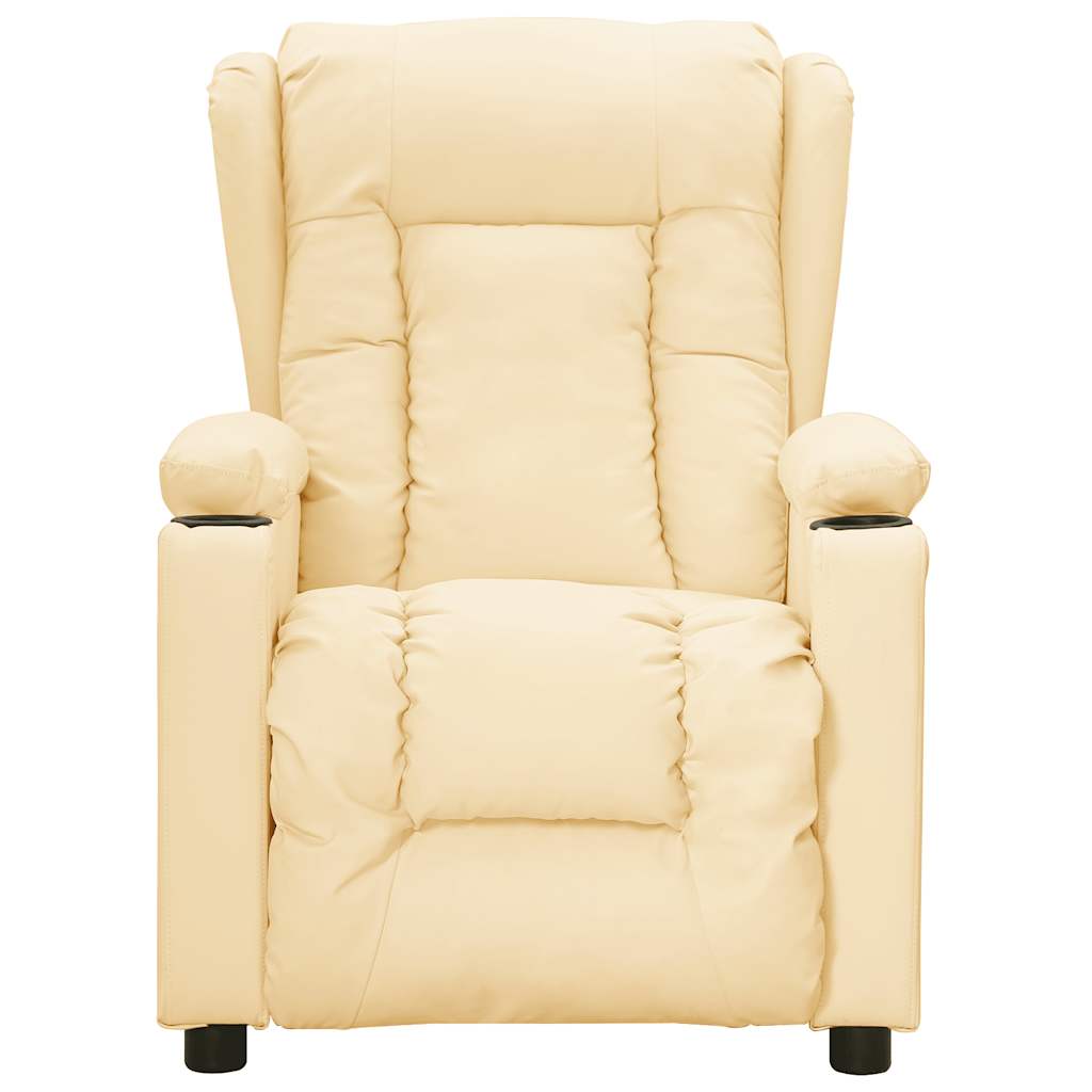 Električni masažni naslanjač krem umetno usnje