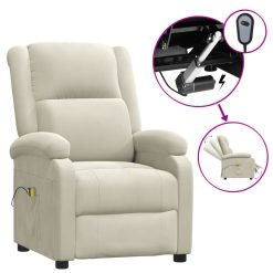 Električni masažni stol krem žamet