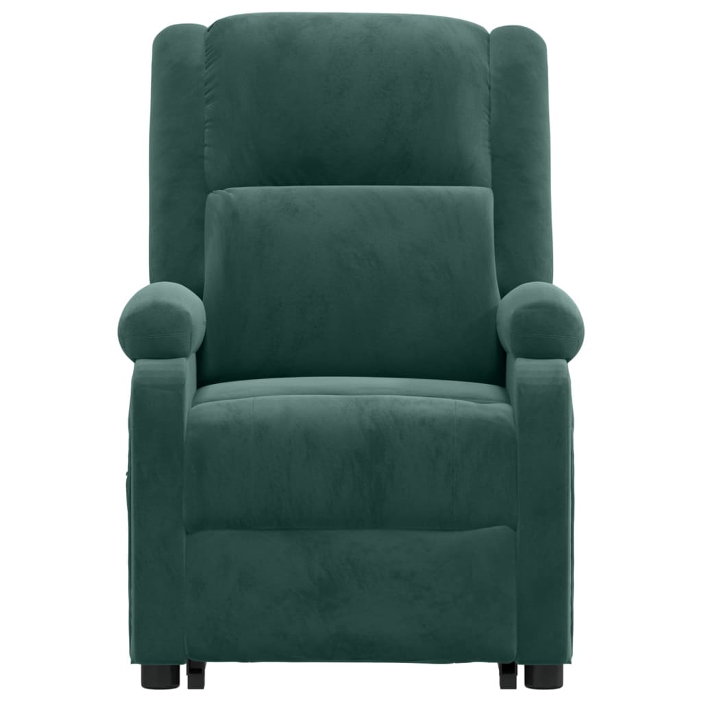 Masažni stol s funkcijo vstajanja temno zelen žamet