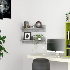 Stenska polica 2 kosa betonsko siva 80x11