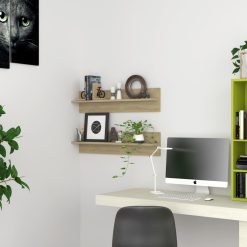 Stenska polica 2 kosa sonoma hrast 80x11