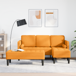 2-delni kavč s blazinami temno rumena tkanina